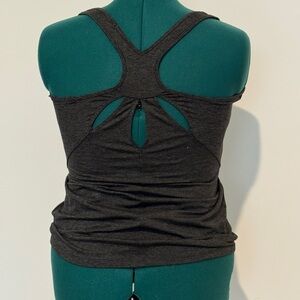 Patagonia Heathered Grey Laser Cutout Back Active Tank EUC Small